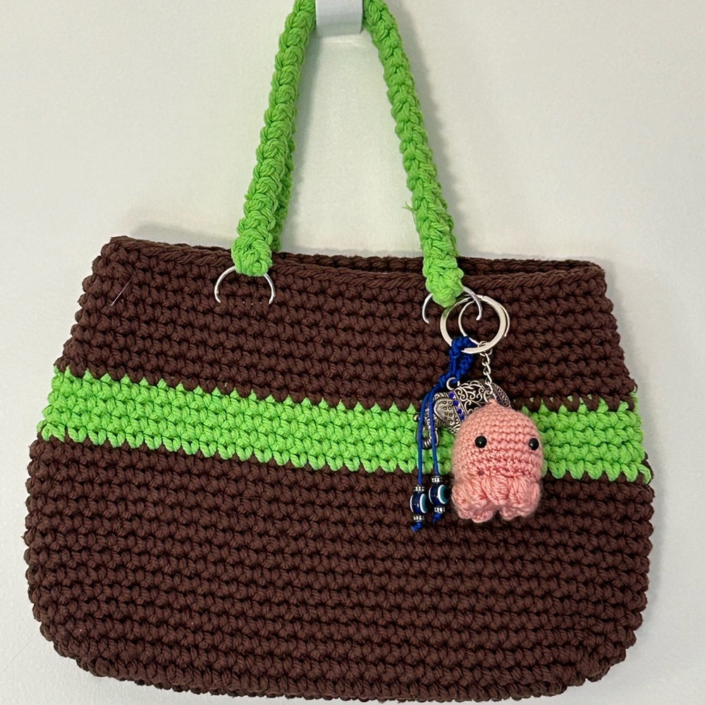 New hand crocheted handbag from vintage craft show with charms